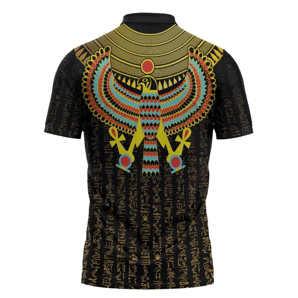 Ancient Egyptian Zipper Polo Shirt Symbol of Horus The Falcon God