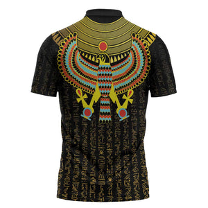 Ancient Egyptian Zipper Polo Shirt Symbol of Horus The Falcon God