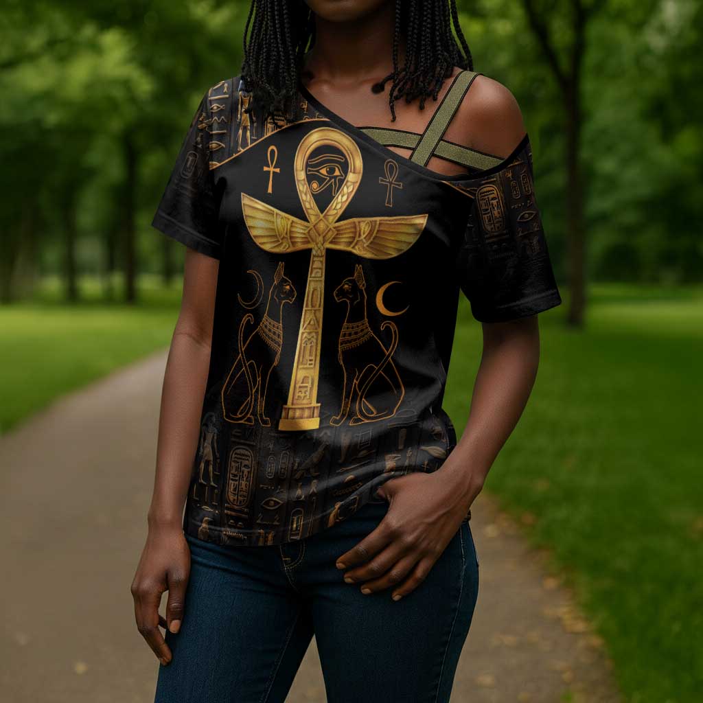Ankh with Eye of Horus Cross Shoulder Shirt Ancient Egypt Culture