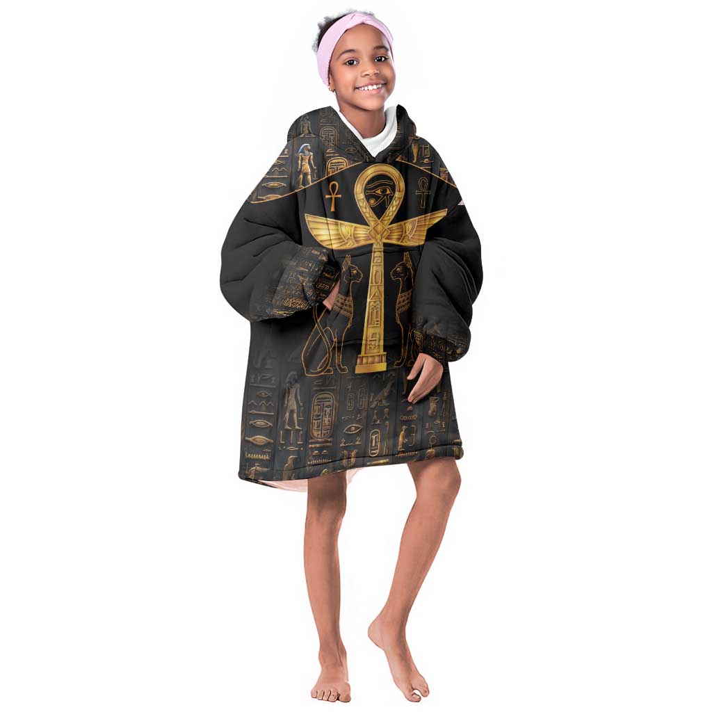 Ankh with Eye of Horus KId Wearable Blanket Hoodie Ancient Egypt Culture