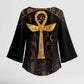 Ankh with Eye of Horus Kimono Sleeve Blouse Ancient Egypt Culture