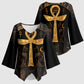 Ankh with Eye of Horus Kimono Sleeve Blouse Ancient Egypt Culture