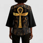 Ankh with Eye of Horus Kimono Sleeve Blouse Ancient Egypt Culture