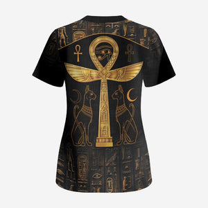 Ankh with Eye of Horus Scrub Top Ancient Egypt Culture