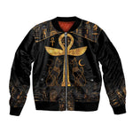 Ankh with Eye of Horus Sleeve Zip Bomber Jacket Ancient Egypt Culture