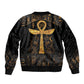 Ankh with Eye of Horus Sleeve Zip Bomber Jacket Ancient Egypt Culture