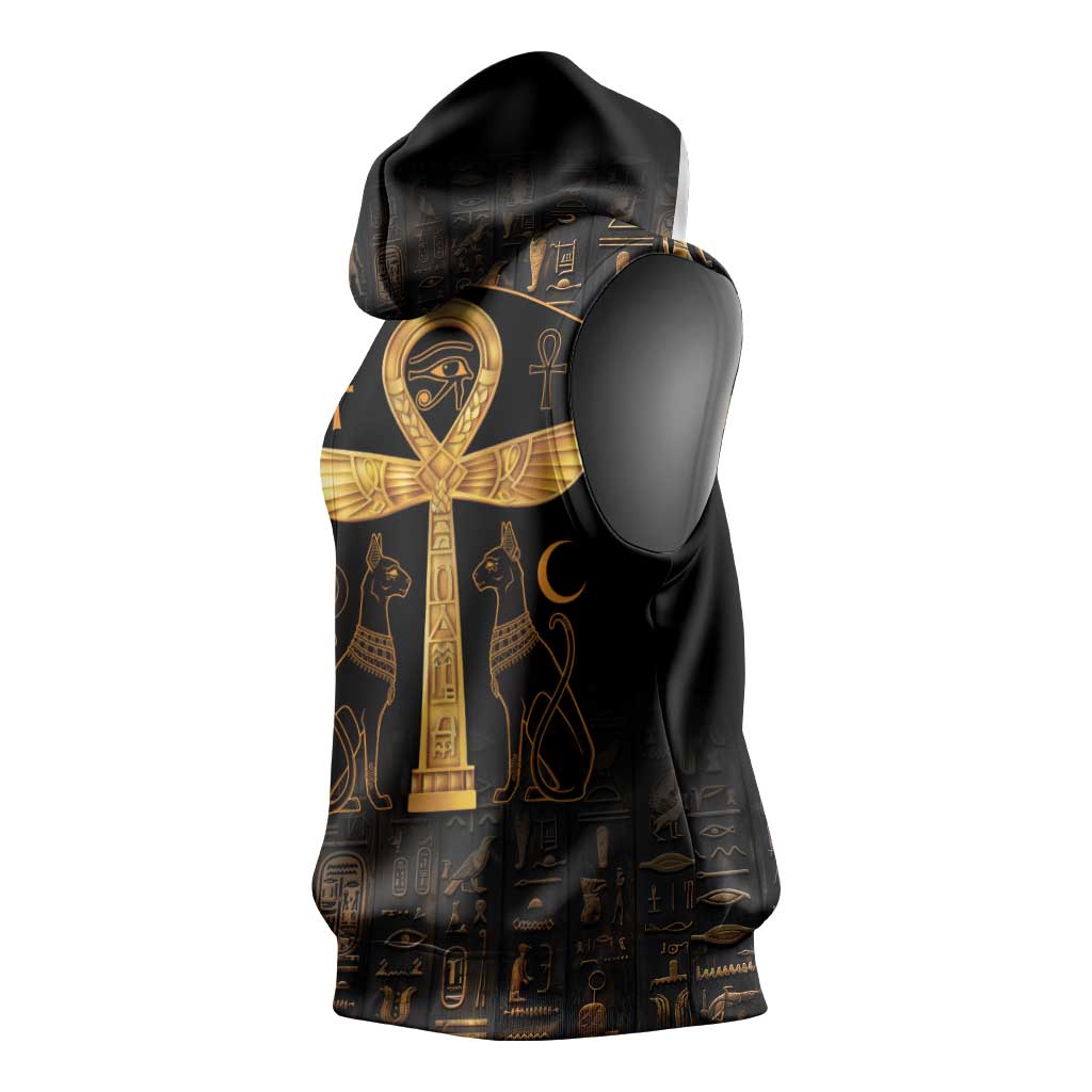 Ankh with Eye of Horus Sleeveless Hoodie Ancient Egypt Culture - African Pride