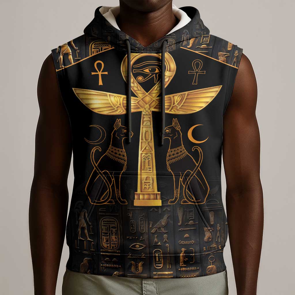 Ankh with Eye of Horus Sleeveless Hoodie Ancient Egypt Culture - African Pride