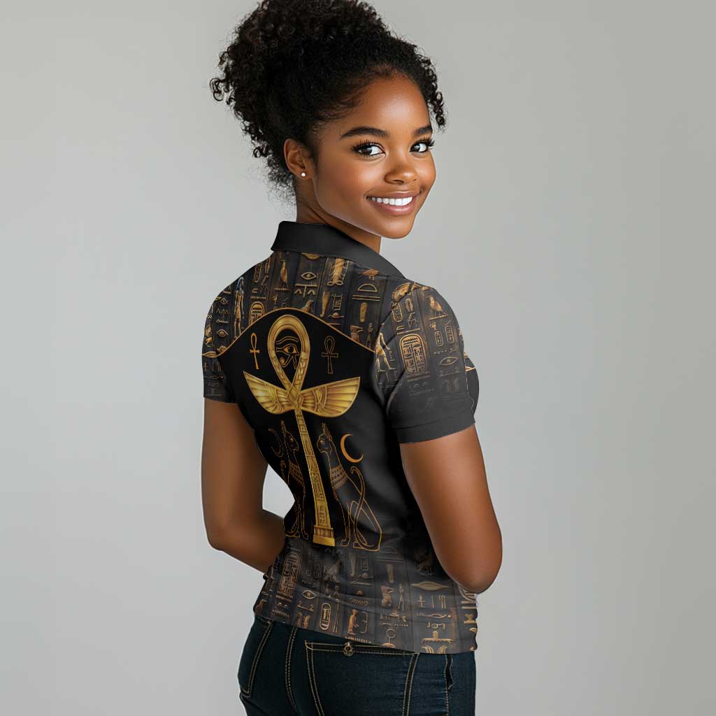 Ankh with Eye of Horus Women Polo Shirt Ancient Egypt Culture