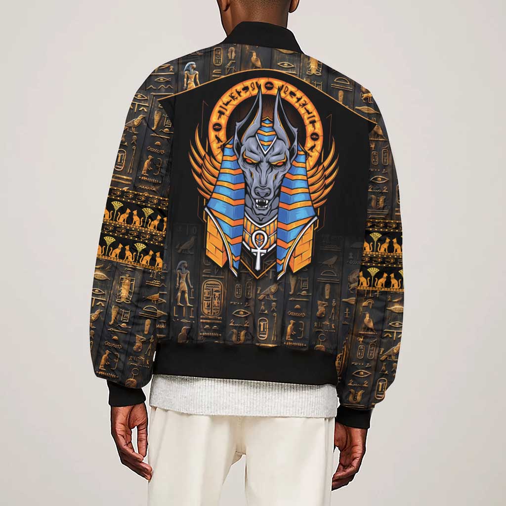 Egyptian Anubis Sleeve Zip Bomber Jacket Ancient Egypt Culture