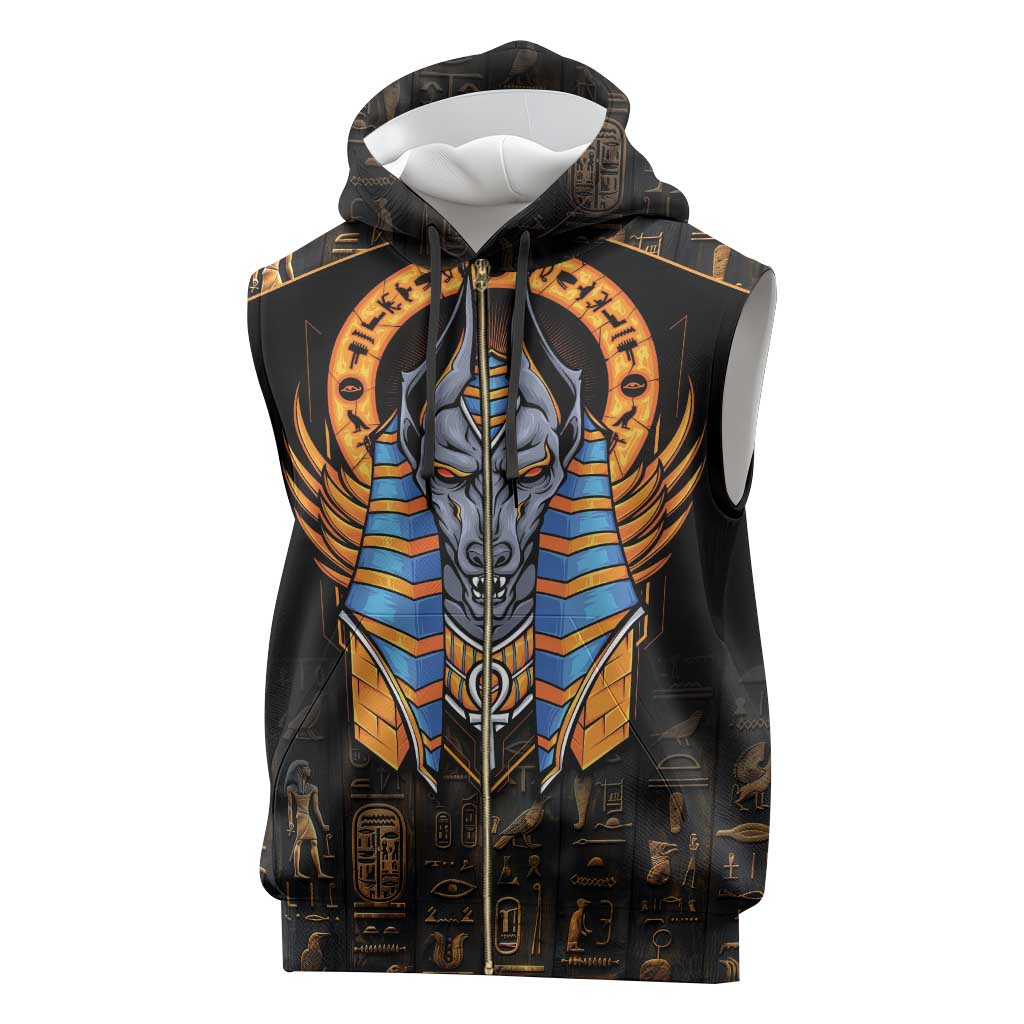 Egyptian Anubis Sleeveless Zip Hoodie Ancient Egypt Culture - African Pride