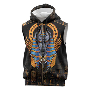 Egyptian Anubis Sleeveless Zip Hoodie Ancient Egypt Culture - African Pride