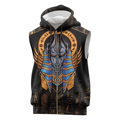 Egyptian Anubis Sleeveless Zip Hoodie Ancient Egypt Culture - African Pride