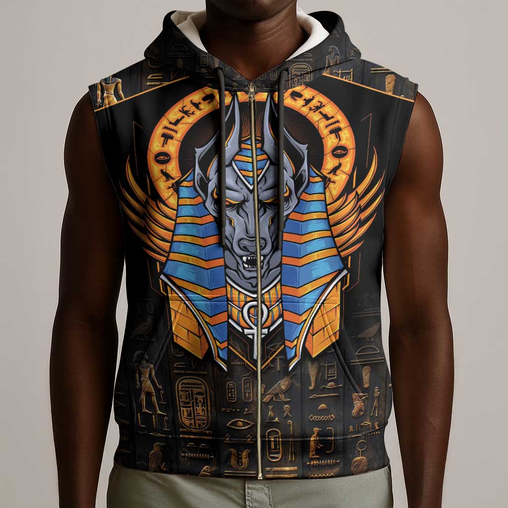 Egyptian Anubis Sleeveless Zip Hoodie Ancient Egypt Culture - African Pride