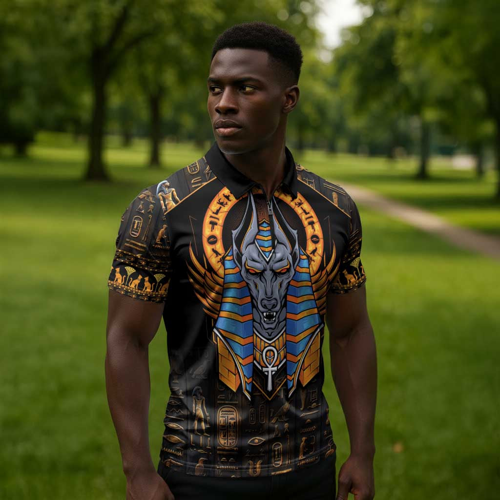 Egyptian Anubis Zipper Polo Shirt Ancient Egypt Culture