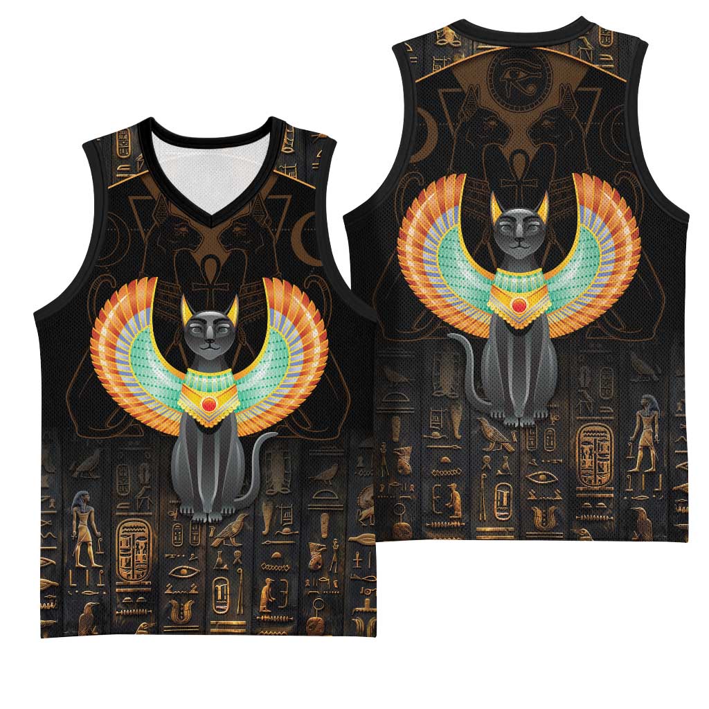 Winged Egypt Cats Basketball Jersey Ancient Egypt Culture - African Pride