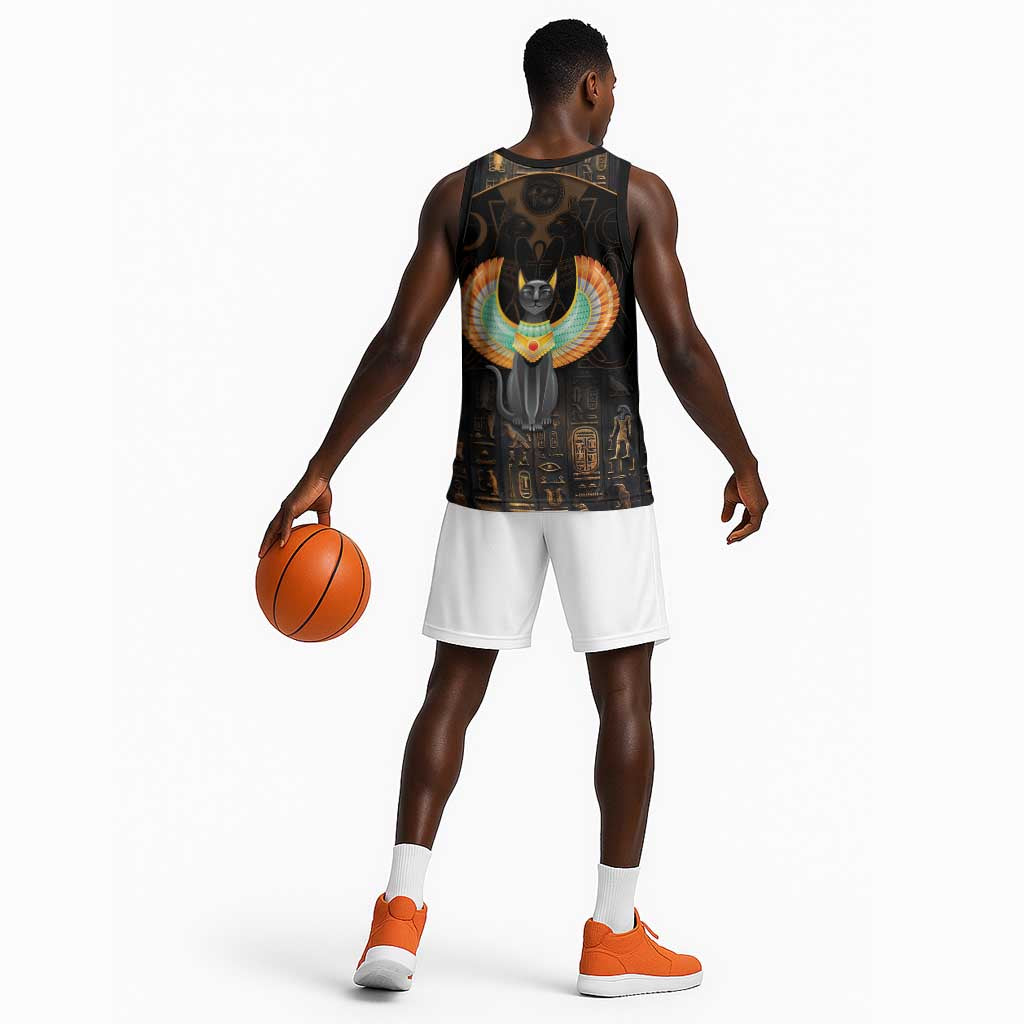 Winged Egypt Cats Basketball Jersey Ancient Egypt Culture - African Pride