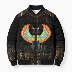 Winged Egypt Cats Bomber Puffer Jacket Ancient Egypt Culture
