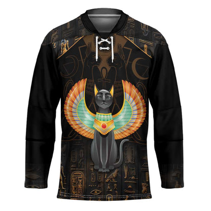 Winged Egypt Cats Hockey Jersey Ancient Egypt Culture
