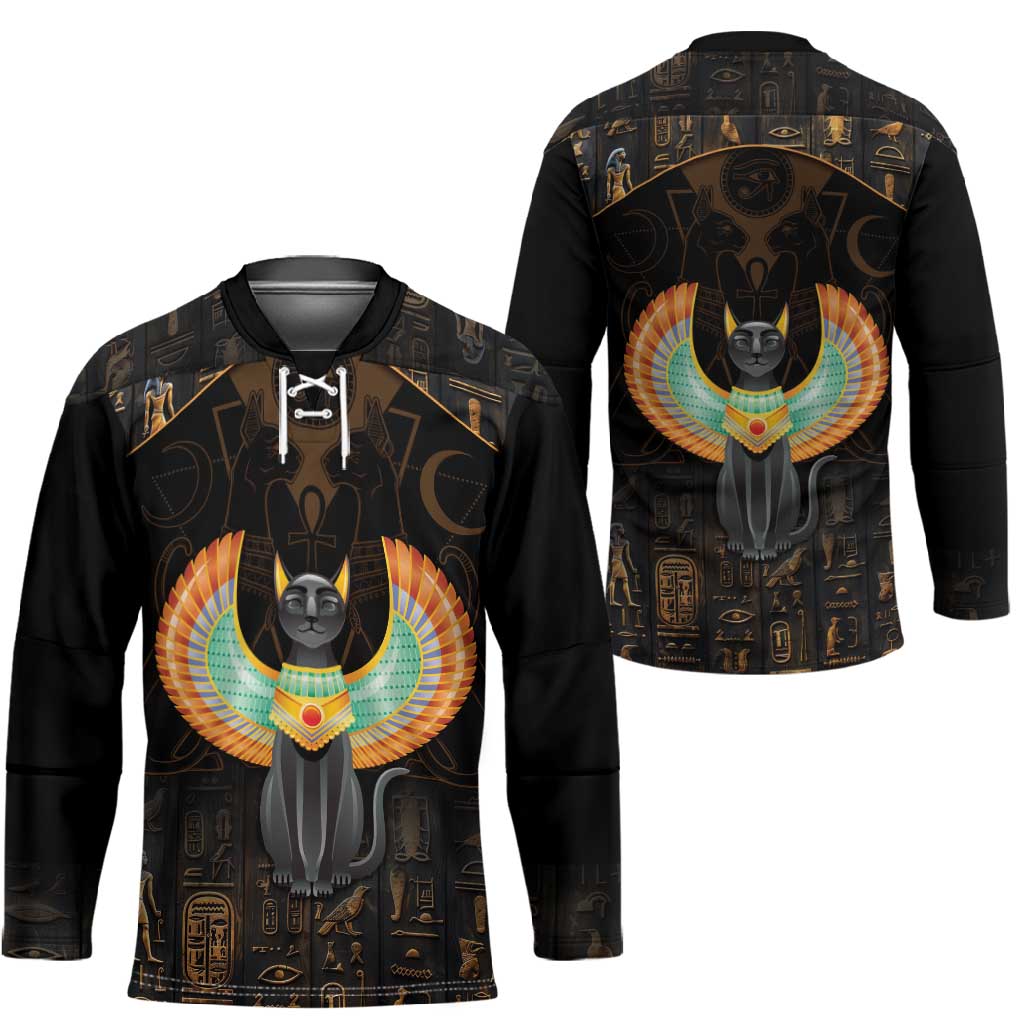 Winged Egypt Cats Hockey Jersey Ancient Egypt Culture