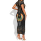Winged Egypt Cats Short Sleeve Bodycon Dress Ancient Egypt Culture LT9