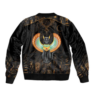 Winged Egypt Cats Sleeve Zip Bomber Jacket Ancient Egypt Culture