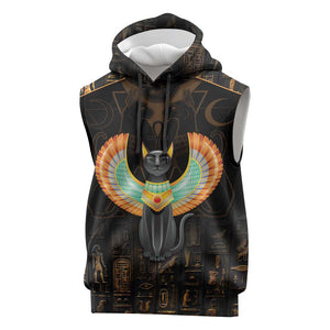 Winged Egypt Cats Sleeveless Hoodie Ancient Egypt Culture - African Pride