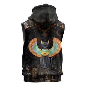 Winged Egypt Cats Sleeveless Hoodie Ancient Egypt Culture - African Pride