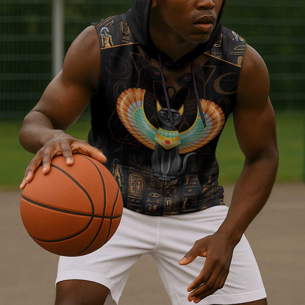 Winged Egypt Cats Sleeveless Hoodie Ancient Egypt Culture - African Pride