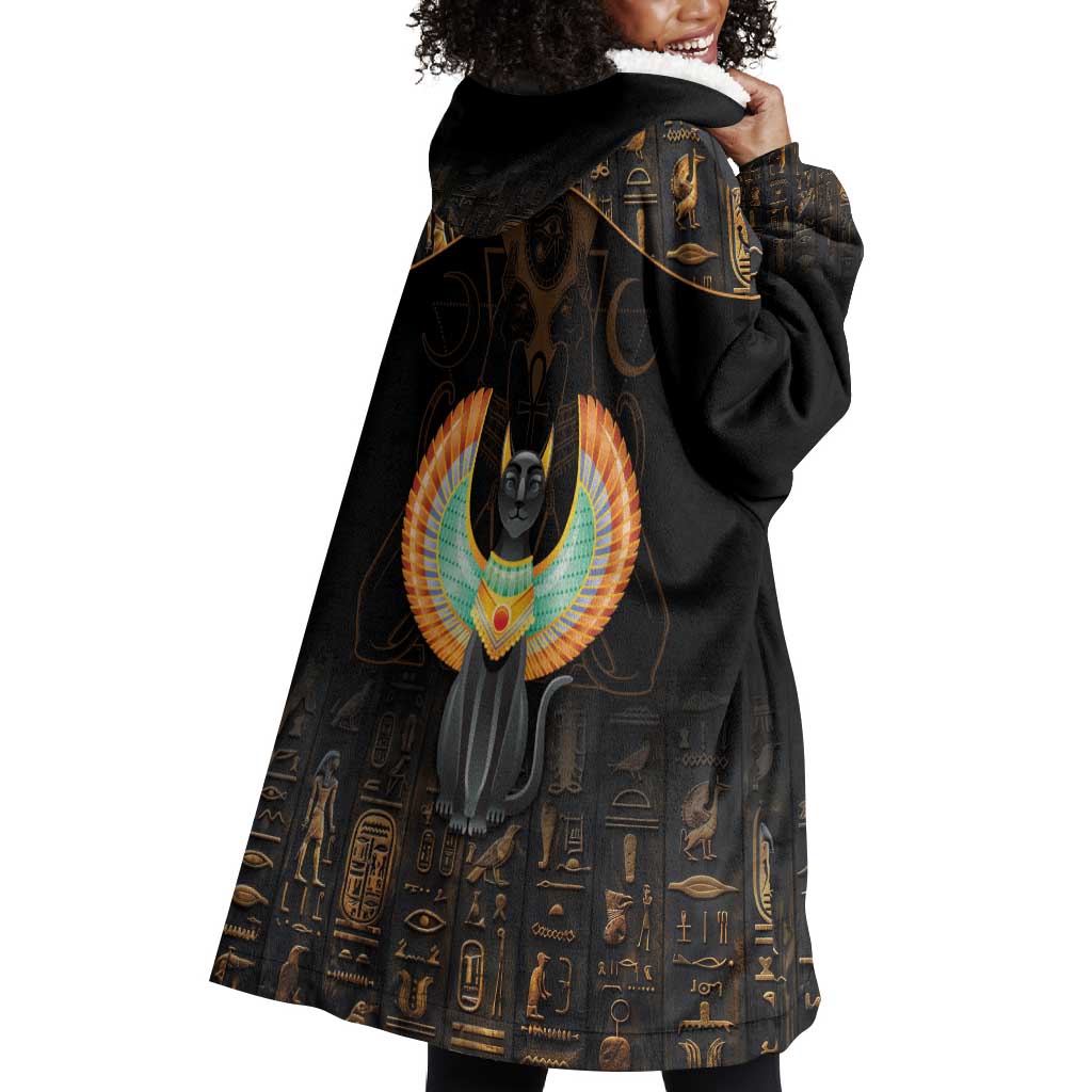 Winged Egypt Cats Wearable Blanket Hoodie Ancient Egypt Culture