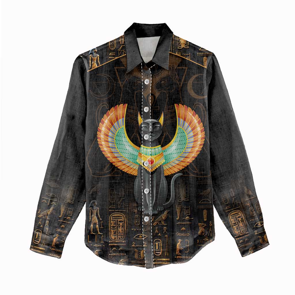Winged Egypt Cats Women Casual Shirt Ancient Egypt Culture LT9