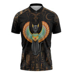 Winged Egypt Cats Zipper Polo Shirt Ancient Egypt Culture