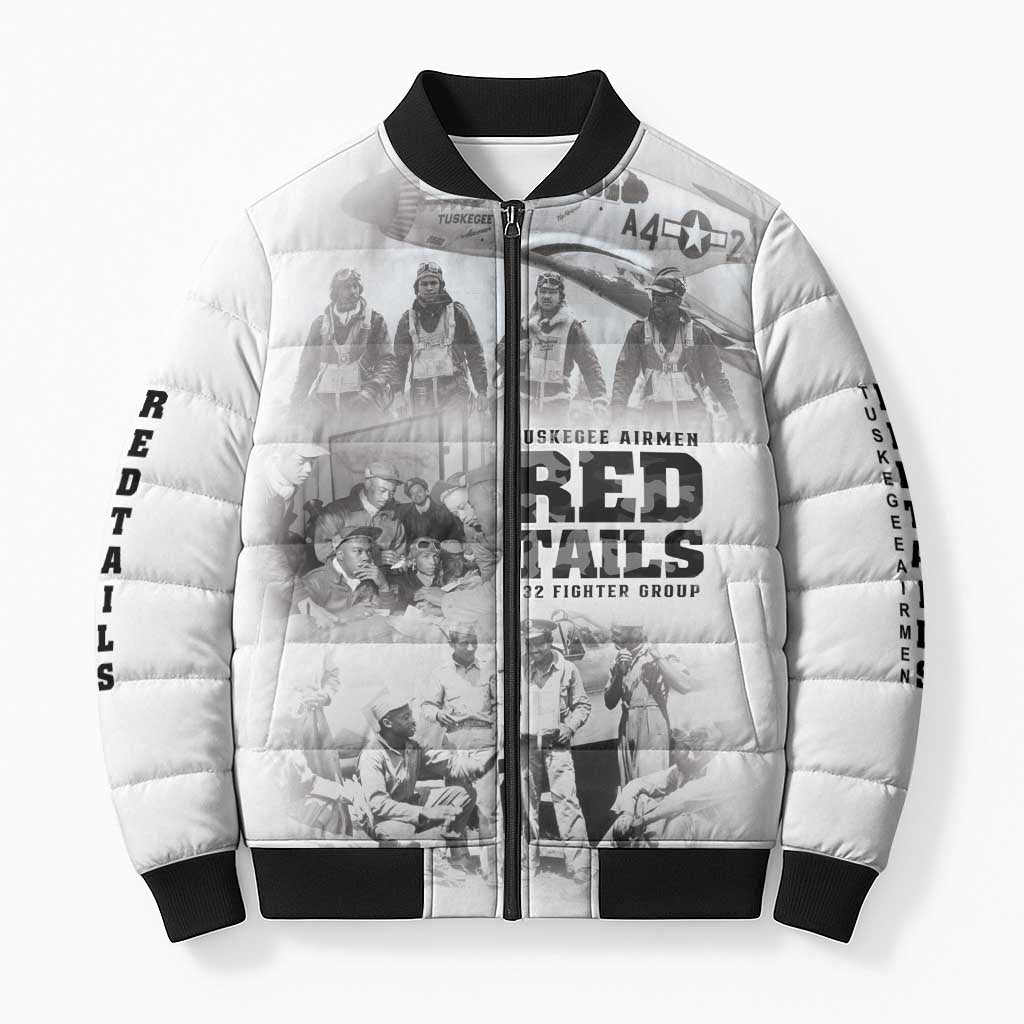Tuskegee Airmen 332nd Fighter Group Bomber Puffer Jacket The First to Fly with Honor