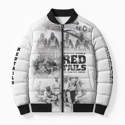 Tuskegee Airmen 332nd Fighter Group Bomber Puffer Jacket The First to Fly with Honor