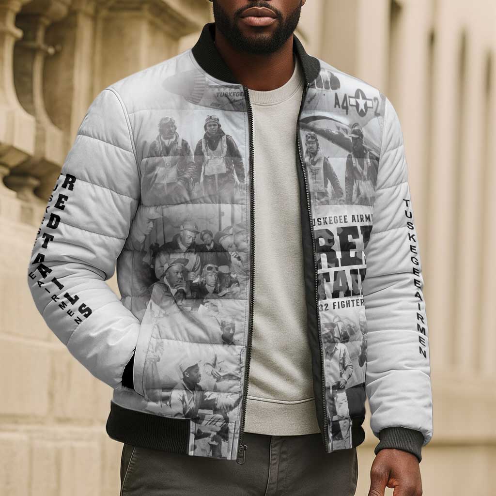 Tuskegee Airmen 332nd Fighter Group Bomber Puffer Jacket The First to Fly with Honor