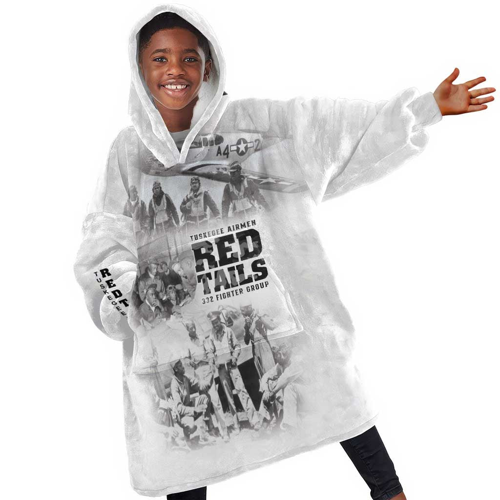 Tuskegee Airmen 332nd Fighter Group Kid Wearable Blanket Hoodie The First to Fly with Honor - African Pride