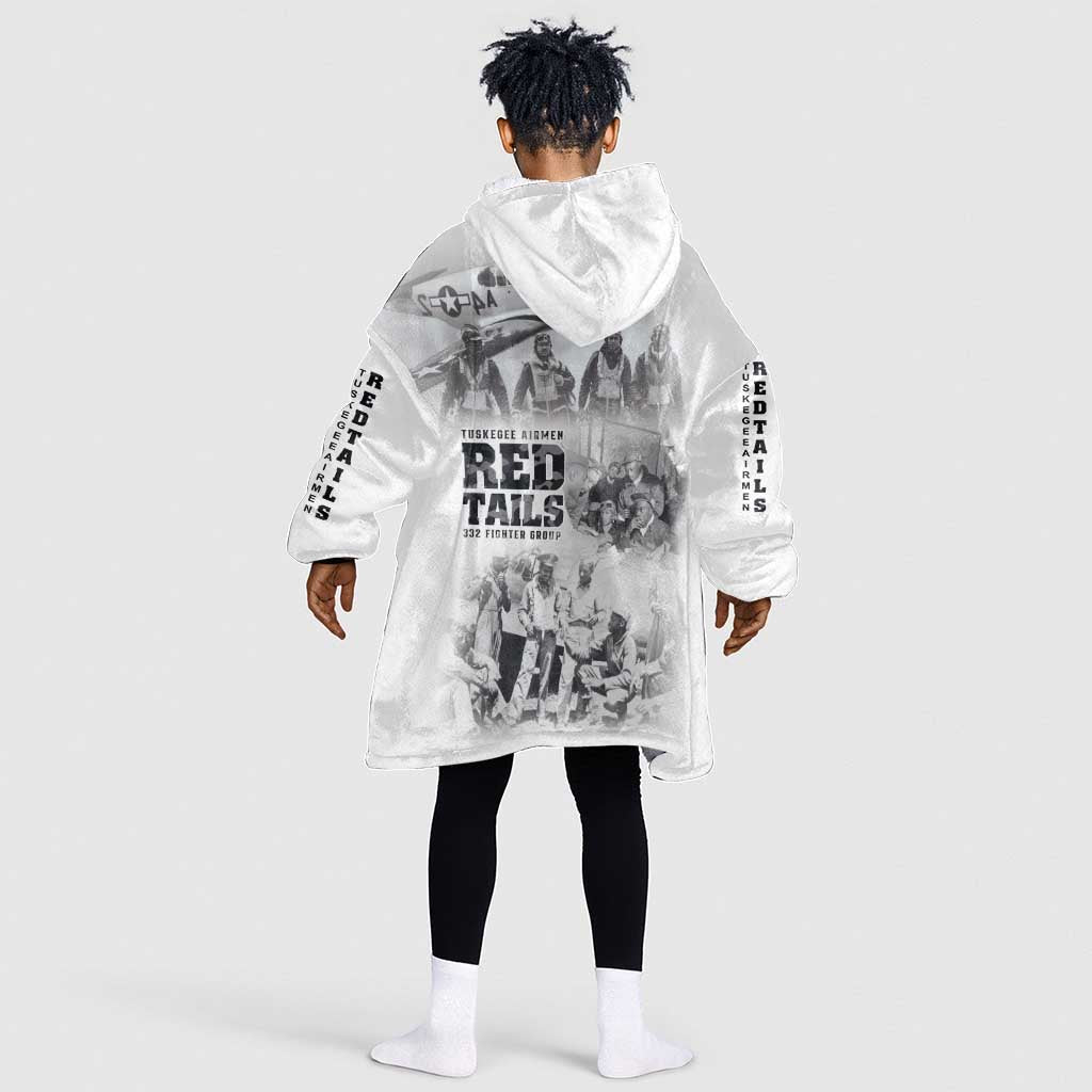 Tuskegee Airmen 332nd Fighter Group Kid Wearable Blanket Hoodie The First to Fly with Honor - African Pride
