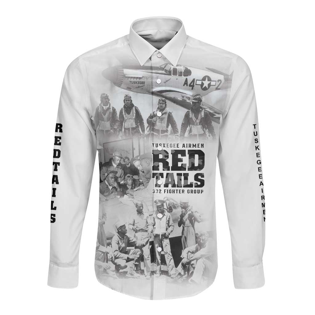 Tuskegee Airmen 332nd Fighter Group Long Sleeve Button Shirt The First to Fly with Honor - African Pride