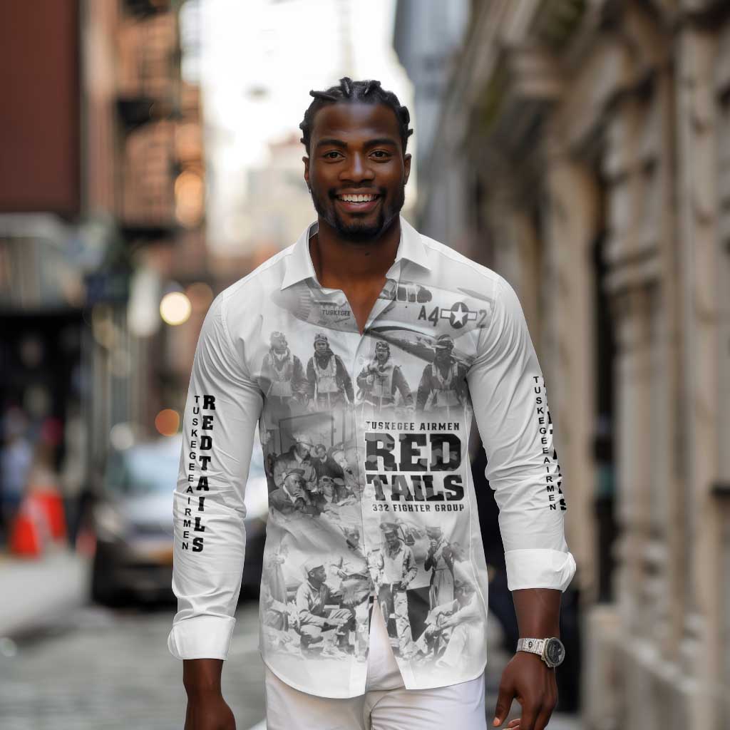 Tuskegee Airmen 332nd Fighter Group Long Sleeve Button Shirt The First to Fly with Honor - African Pride