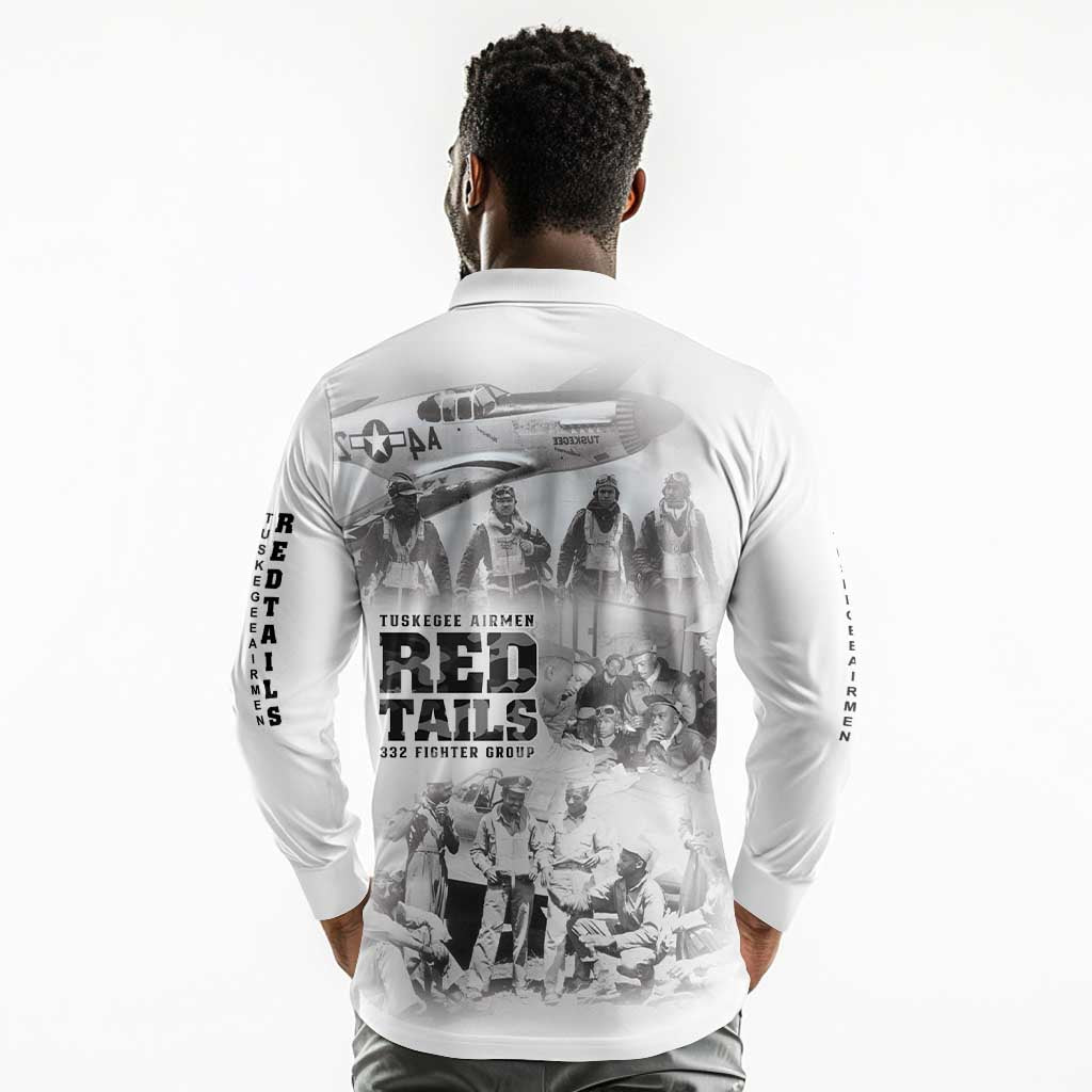 Tuskegee Airmen 332nd Fighter Group Long Sleeve Polo Shirt The First to Fly with Honor - African Pride