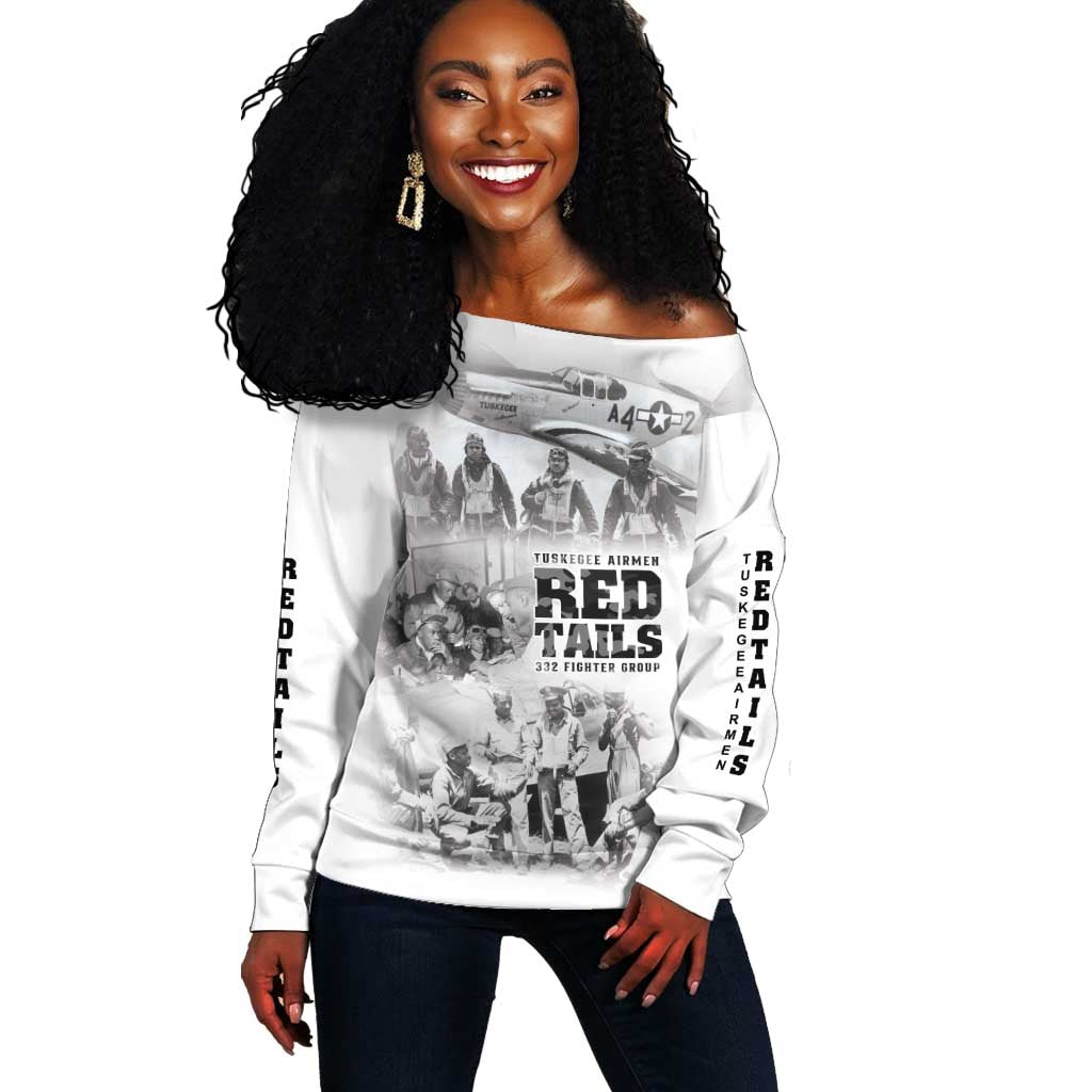 Tuskegee Airmen 332nd Fighter Group Off Shoulder Sweater The First to Fly with Honor - African Pride