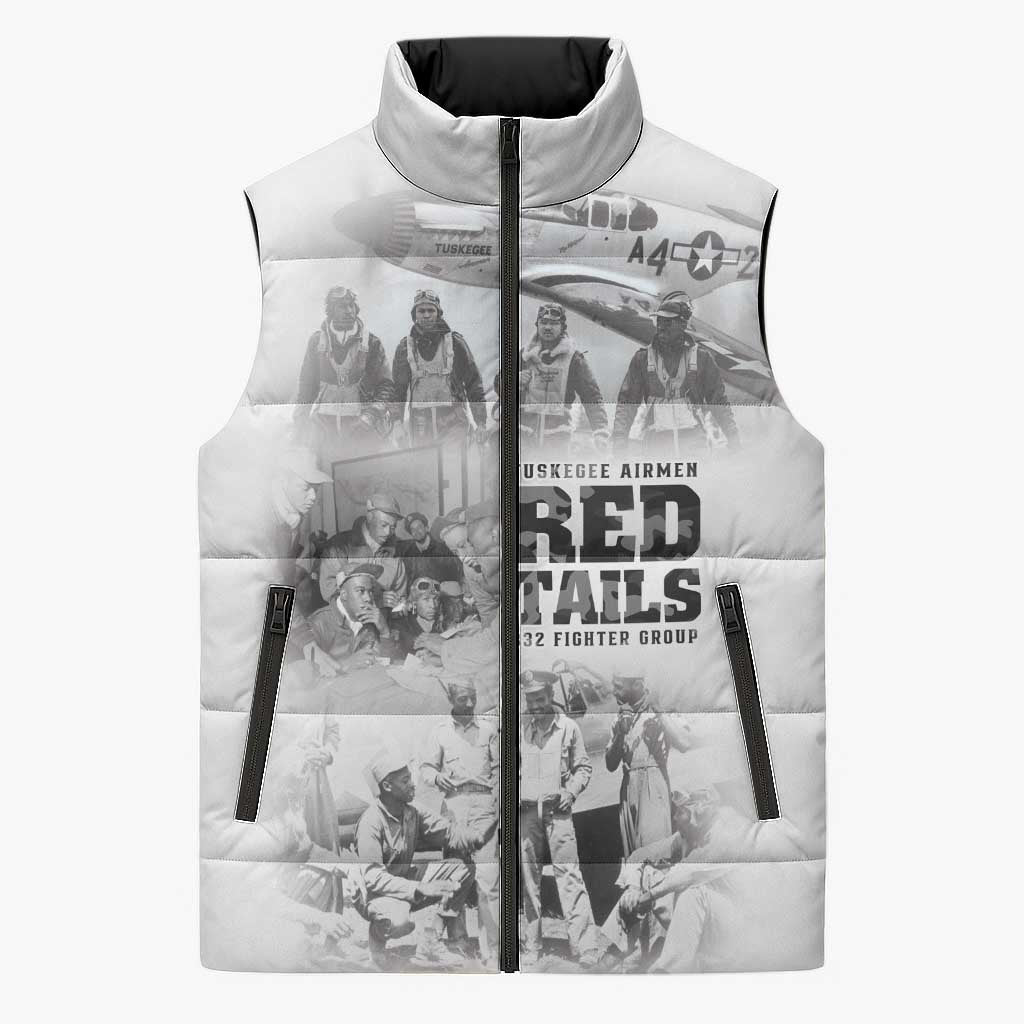 Tuskegee Airmen 332nd Fighter Group Sleeveless Puffer Jacket The First to Fly with Honor