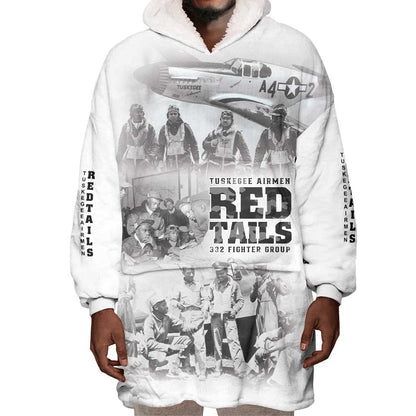 Tuskegee Airmen 332nd Fighter Group Wearable Blanket Hoodie The First to Fly with Honor - African Pride