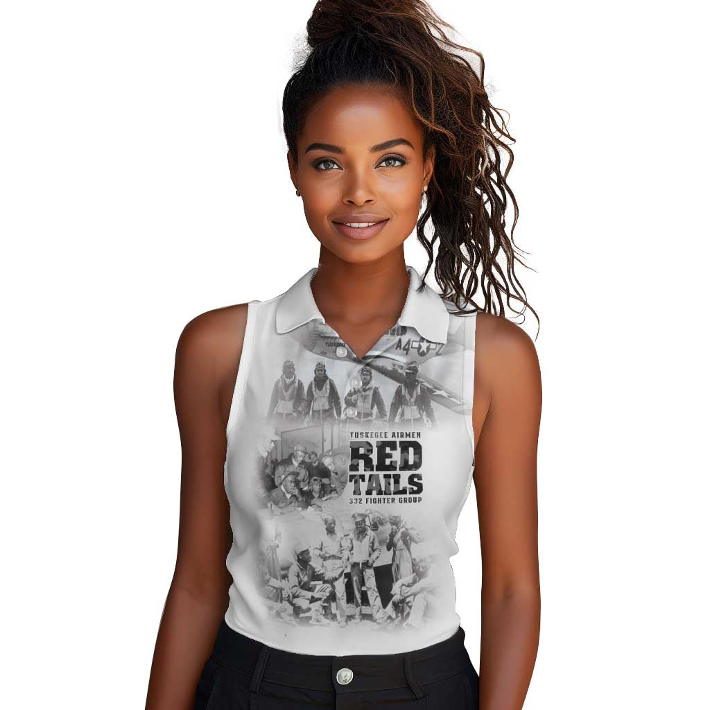 Tuskegee Airmen 332nd Fighter Group Women Sleeveless Polo Shirt The First to Fly with Honor - African Pride