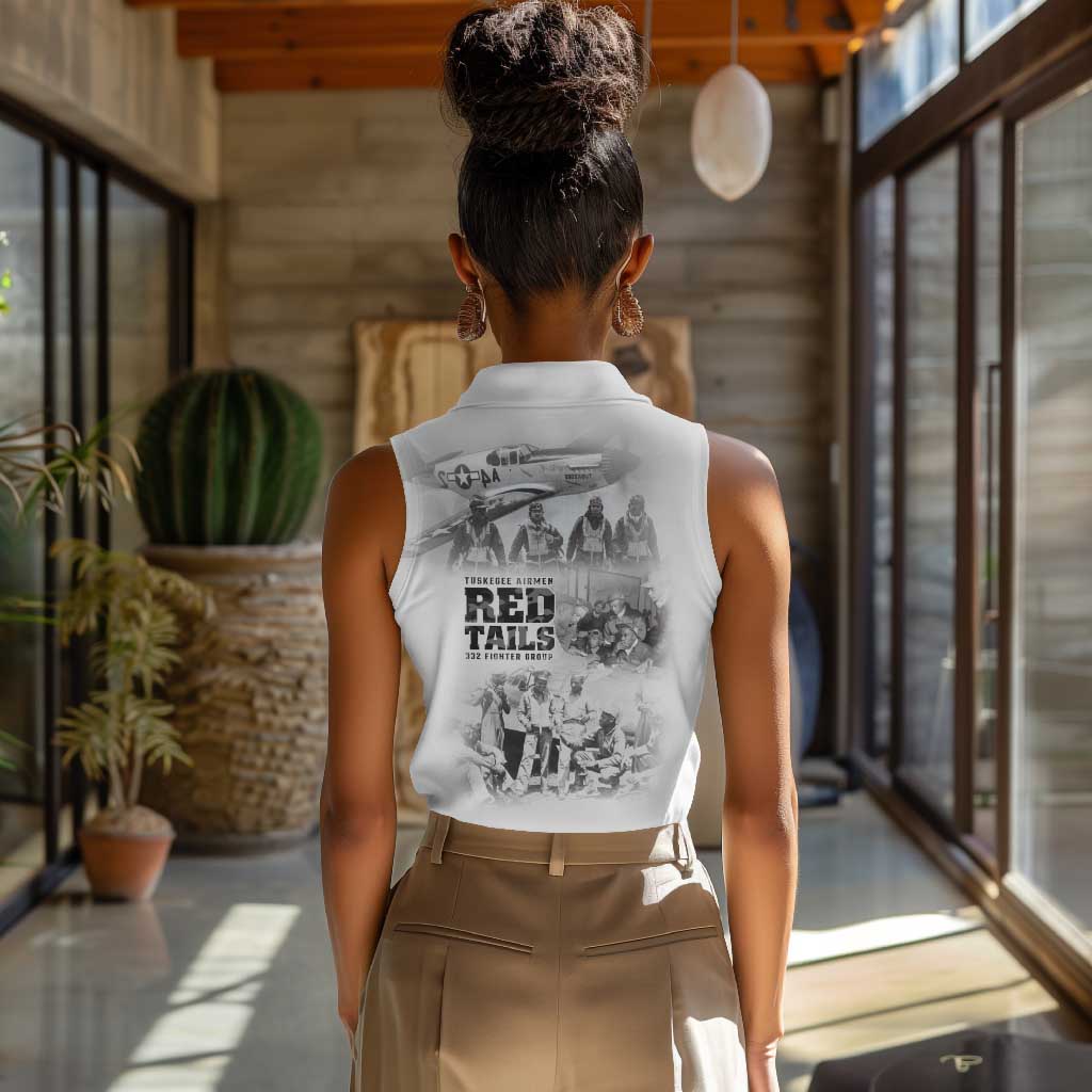 Tuskegee Airmen 332nd Fighter Group Women Sleeveless Polo Shirt The First to Fly with Honor - African Pride