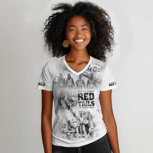 Tuskegee Airmen 332nd Fighter Group Women V-Neck T-Shirt The First to Fly with Honor - African Pride