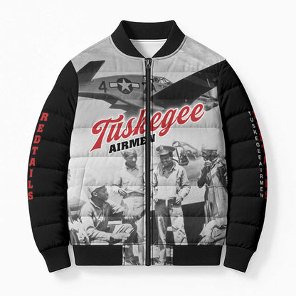 Tuskegee Airmen 332nd Fighter Group Bomber Puffer Jacket Vintage-style War