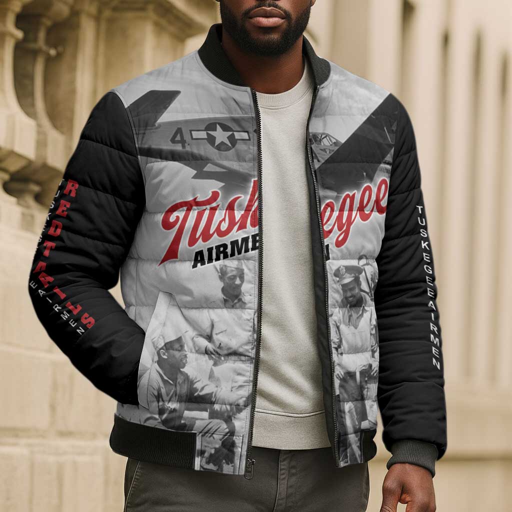 Tuskegee Airmen 332nd Fighter Group Bomber Puffer Jacket Vintage-style War