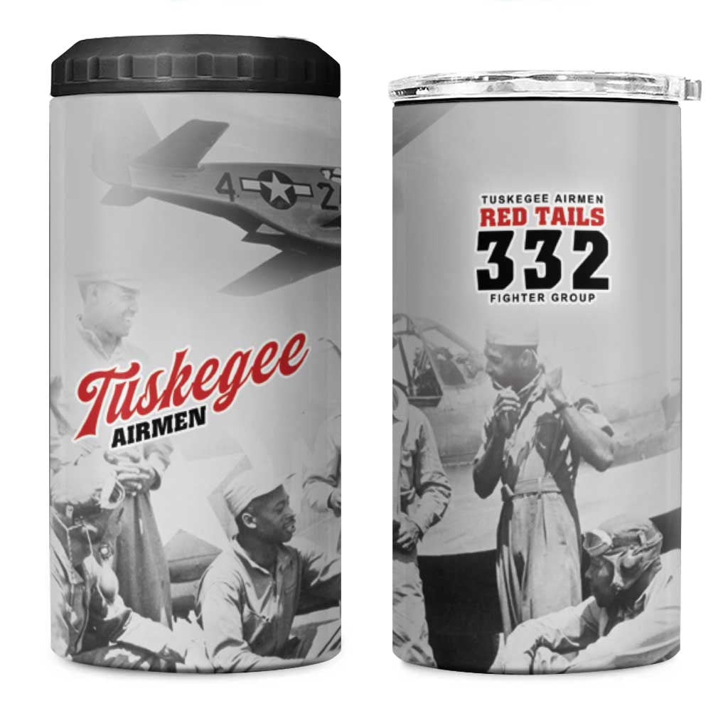 Tuskegee Airmen 332nd Fighter Group 4 in 1 Can Cooler Tumbler Vintage-style War - undefined