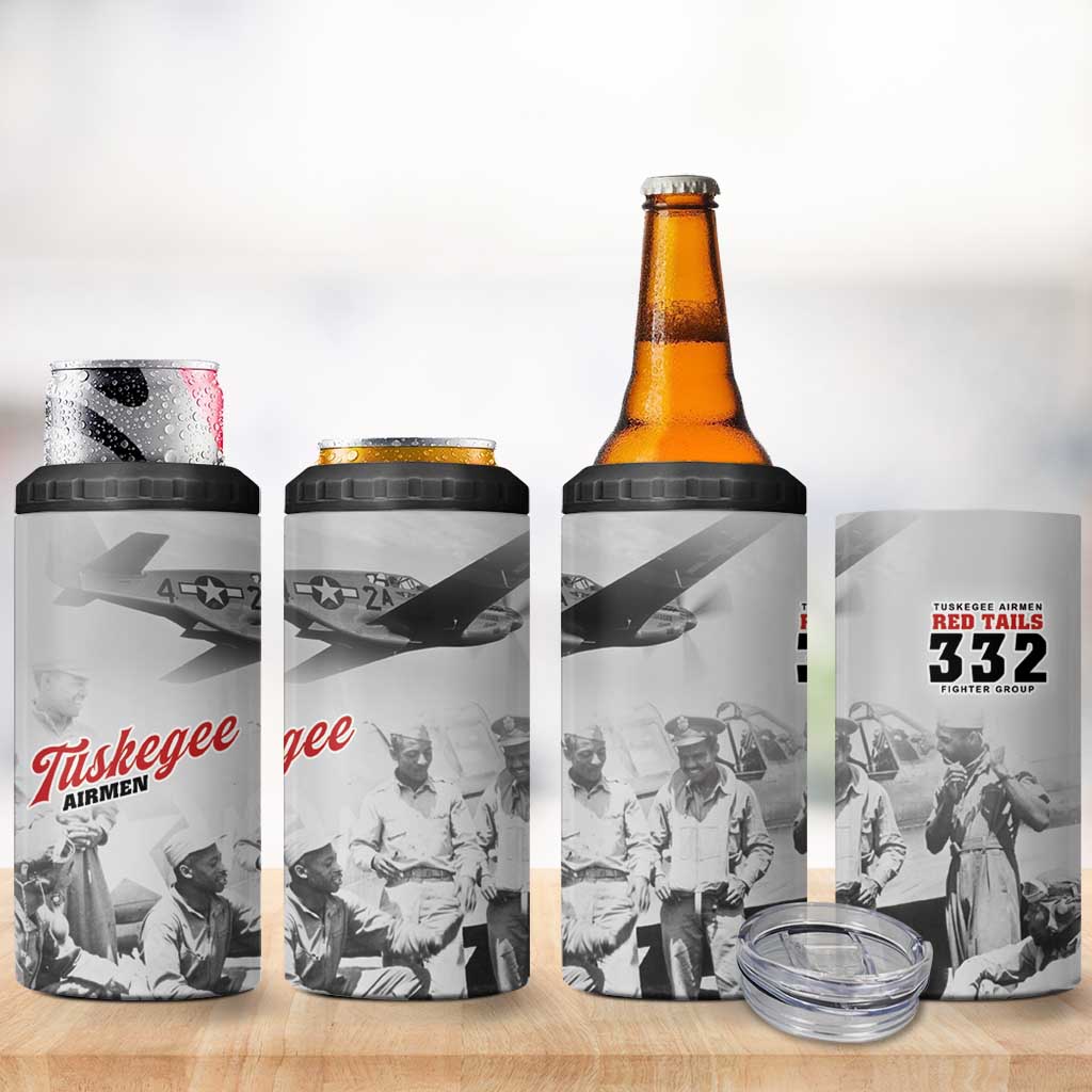 Tuskegee Airmen 332nd Fighter Group 4 in 1 Can Cooler Tumbler Vintage-style War - undefined